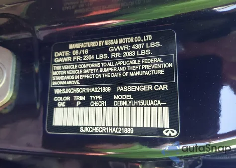 2017 Infiniti Qx30 Premium z USA, uszkodzony, nr VIN SJKCH5CR1HA021889